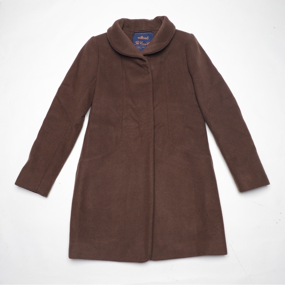Aritzia Wilfred Cocoon Coat Wool and cashmere Women Brown Coat Jacket XXS
